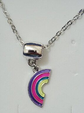 Silver Necklace with Rainbow Dangle